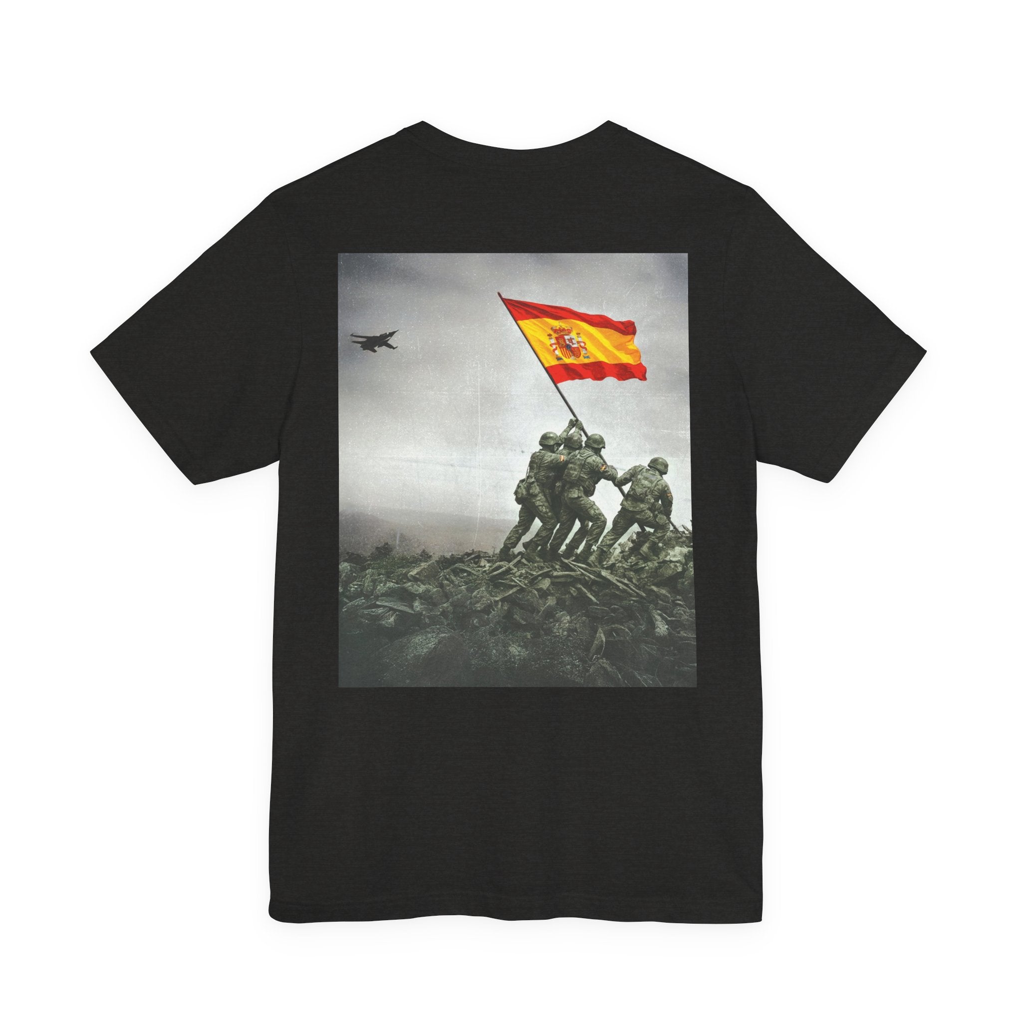 Spanish Flag War Memorial T‑Shirt — Soldiers Raising Flag Graphic Tee