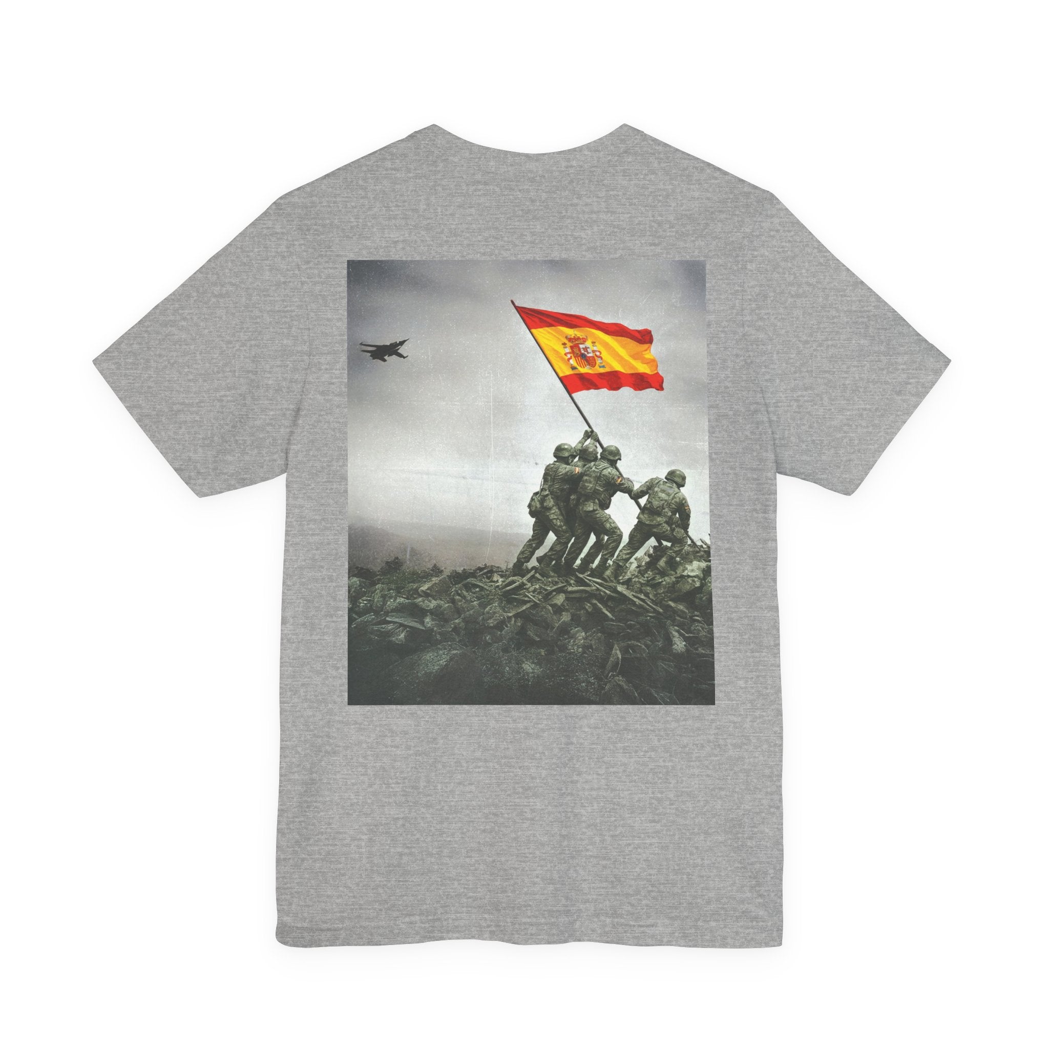 Spanish Flag War Memorial T‑Shirt — Soldiers Raising Flag Graphic Tee